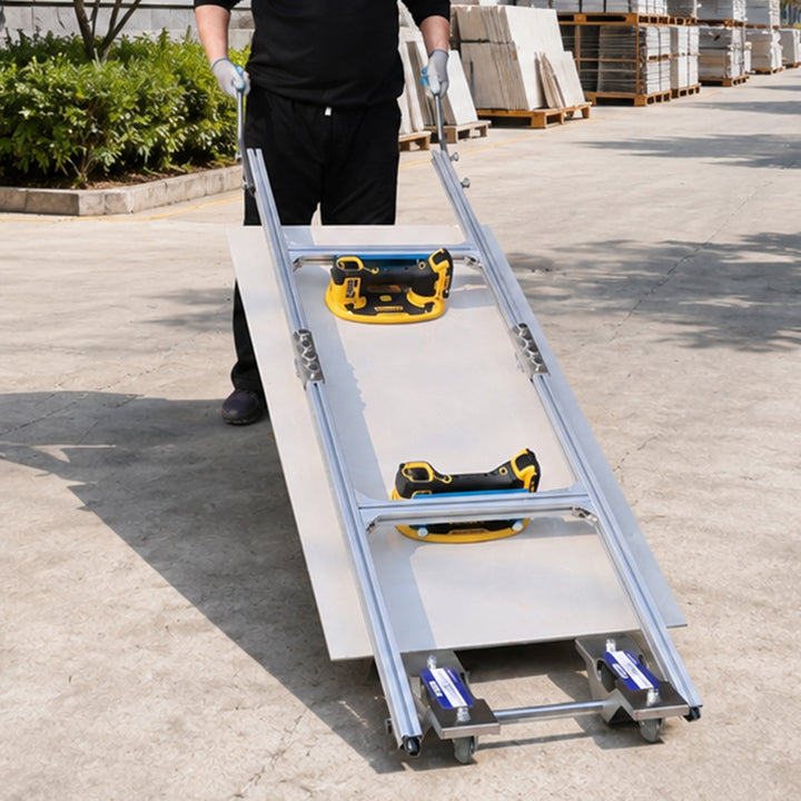 Raizi TileGo™ Large Format Tile Installation Dolly used with Grabo Lifter