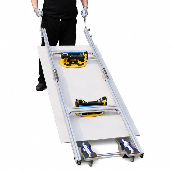 Raizi TileGo™ Large Format Tile Installation Dolly used with Grabo Lifter