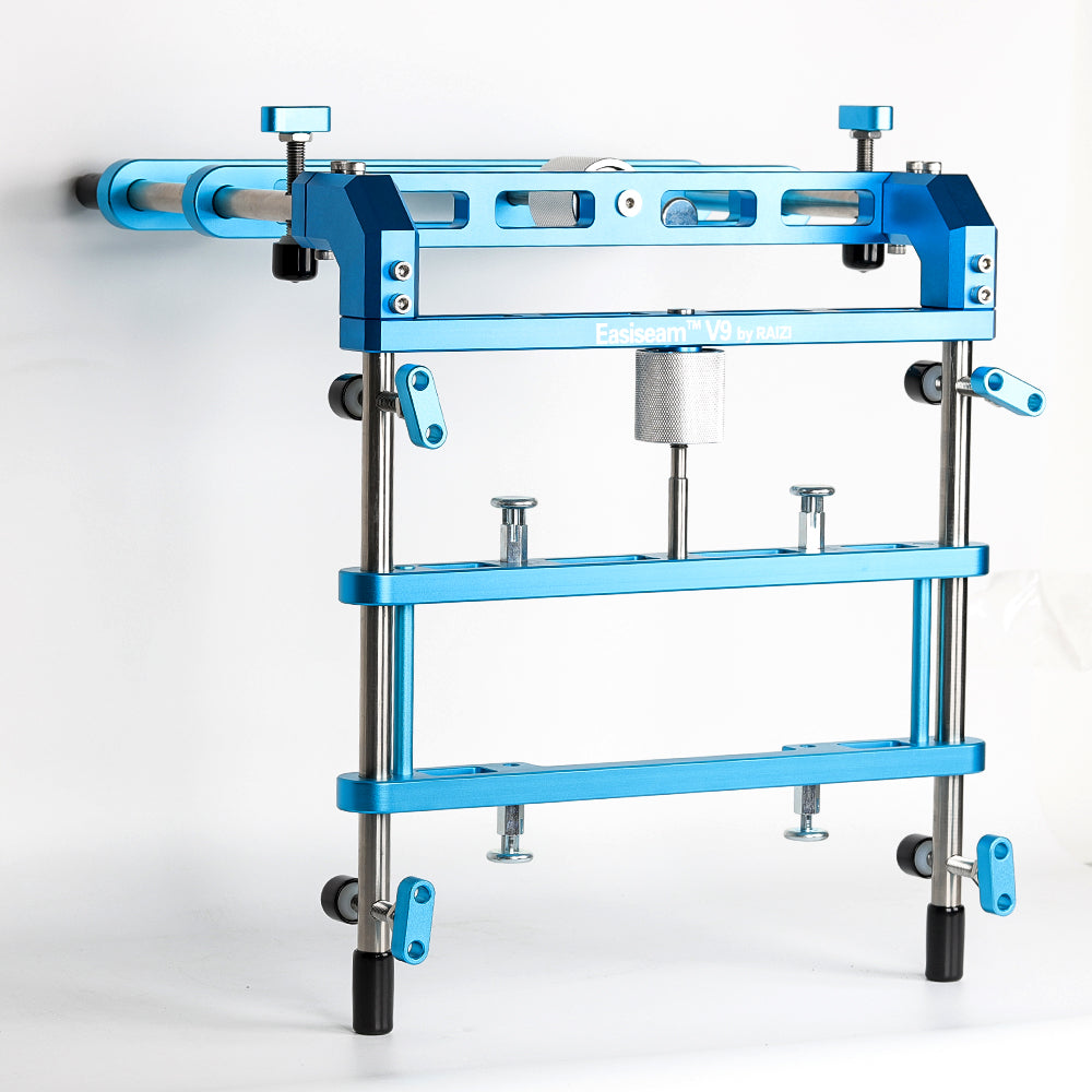 Raizi Easiseam™V9 waterfall Seam Setter used with GRABO Suction Cups for Mitre Seaming