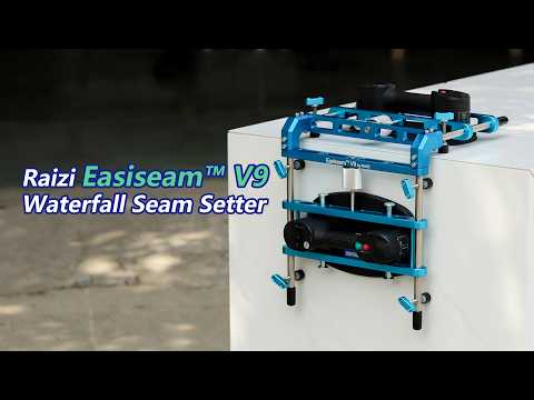 Raizi Easiseam™V9 waterfall Seam Setter used with GRABO Suction Cups for Mitre Seaming